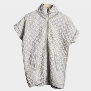 Cobblestone Living Womens Full Zip Vest Large Gray Quilted Lagenlook Coastal